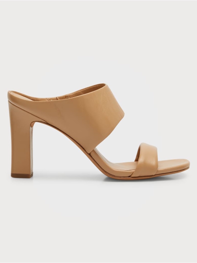 Vince Quinn Leather Block Heel Slide Sandal Mule Tan Minimalist Size Us 7.5
